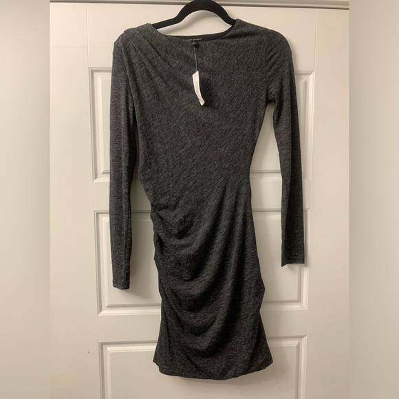 NWT $90 Banana Republic Dark Gray Charcoal Ruched‎ Jersey Mini Bodycon Dress - Picture 4 of 6